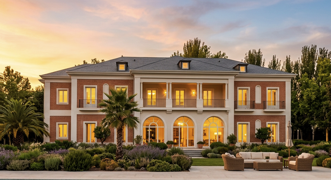 Luxury estate at sunset in Madrid